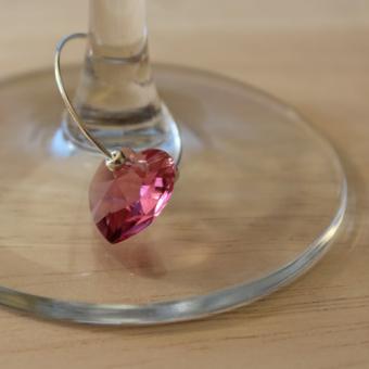 Weinglasring Herz rosa 